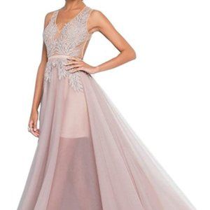Terani Blush Sheer A-line Gown